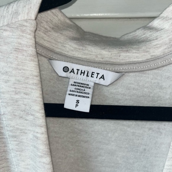 Athleta Purana V-Neck Wrap Sweatshirt Size Small Cream/Gray - Picture 3 of 5